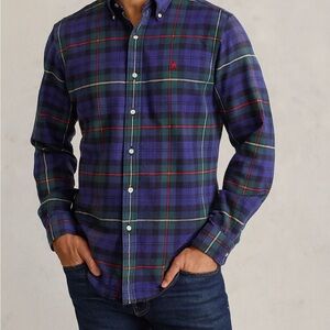 Ralph Lauren Navy and Green Plaid Shirt